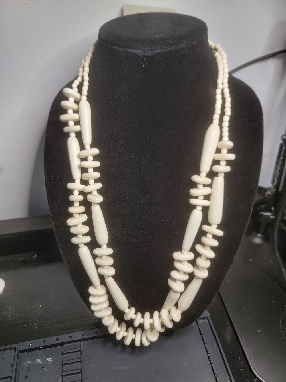 Charlie Paige Cream Double-Strand Beaded Necklace